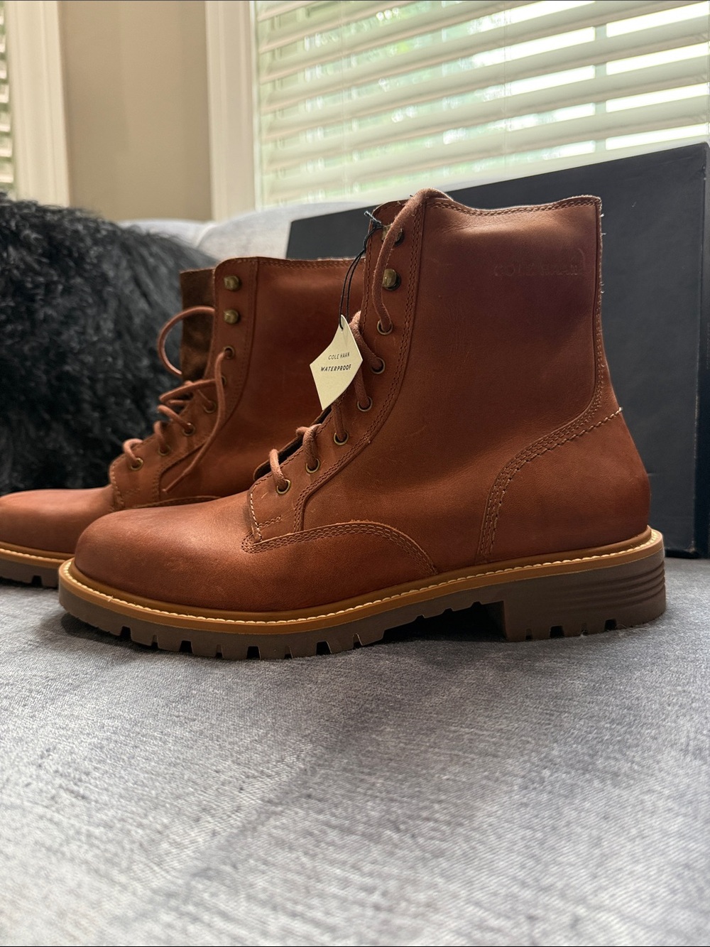 Cole Haan Men's Brown Leather Lace-Up Boots - Picture 3 of 8